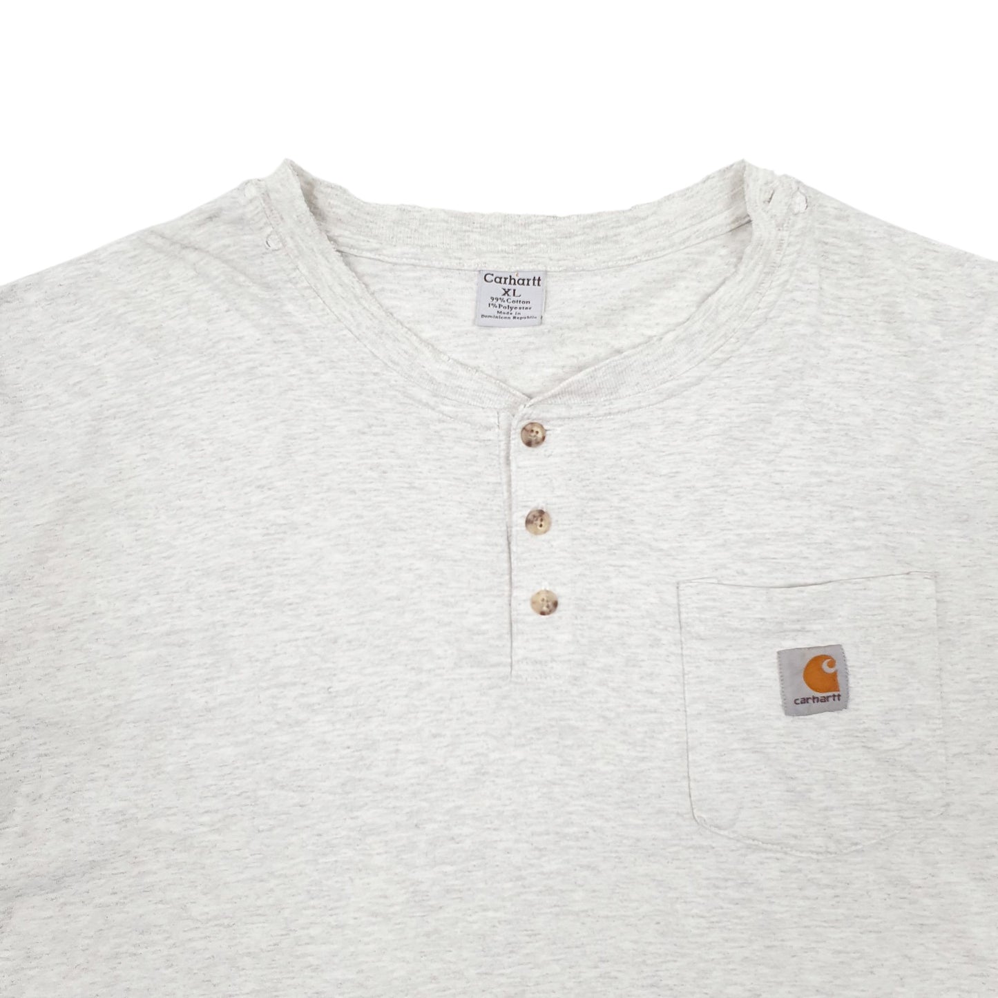 Mens Grey Carhartt Vinatge 00s Henley Long Sleeve T Shirt