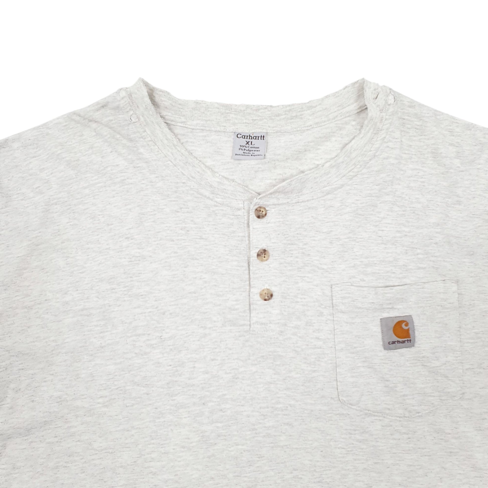 Mens Grey Carhartt Vinatge 00s Henley Long Sleeve T Shirt