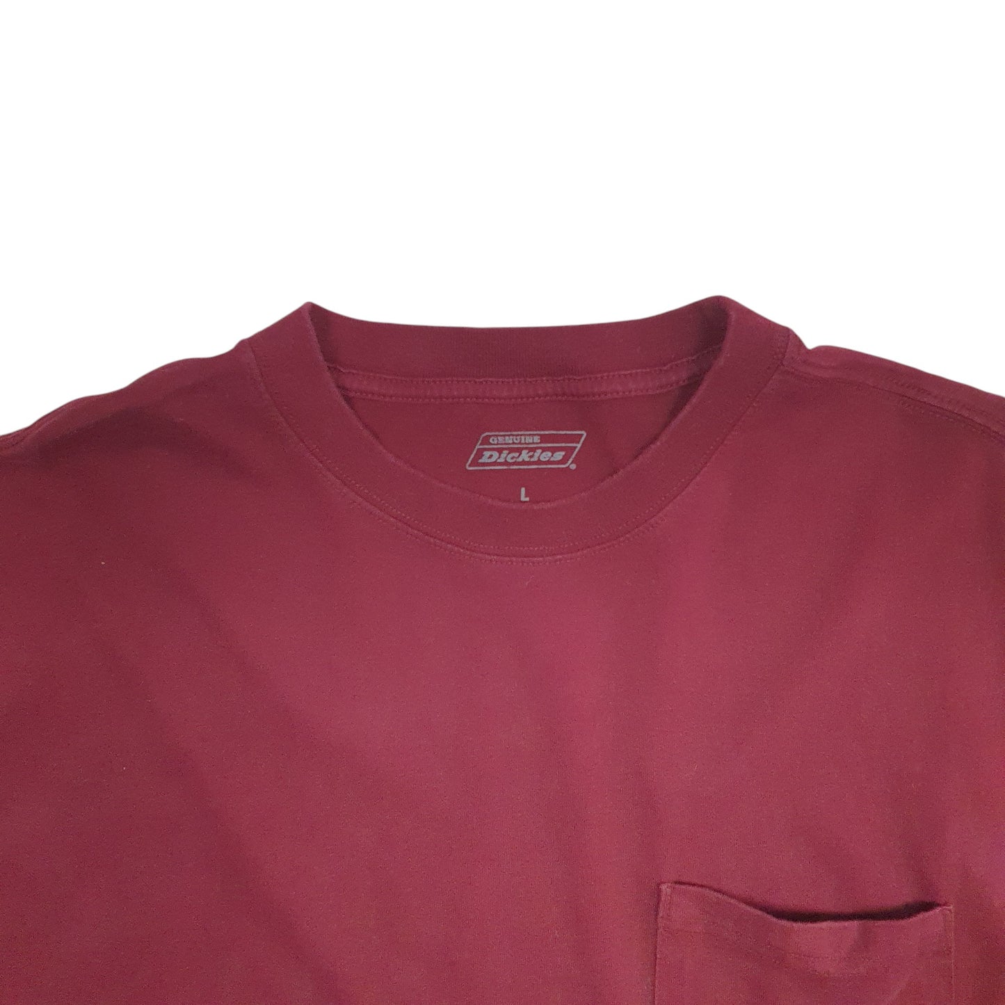 Mens Burgundy Dickies Pocket Short Sleeve T Shirt