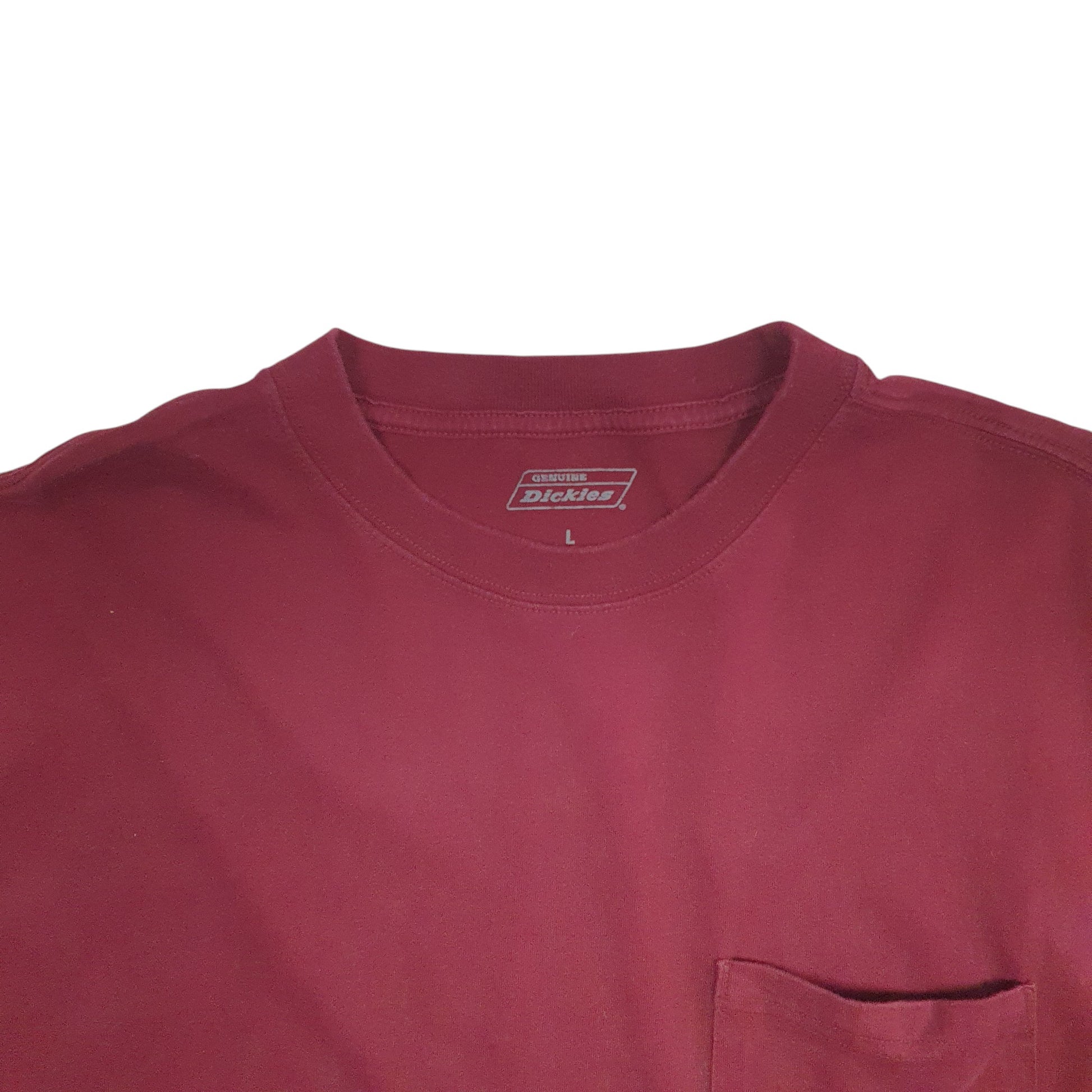 Mens Burgundy Dickies Pocket Short Sleeve T Shirt