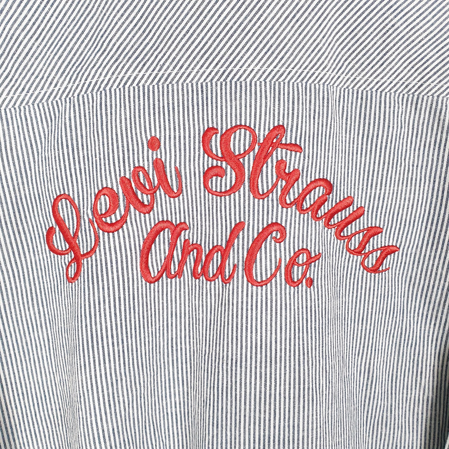 Womens Blue Levis Hickory Railroad California Spellout Mechanic Long Sleeve Shirt