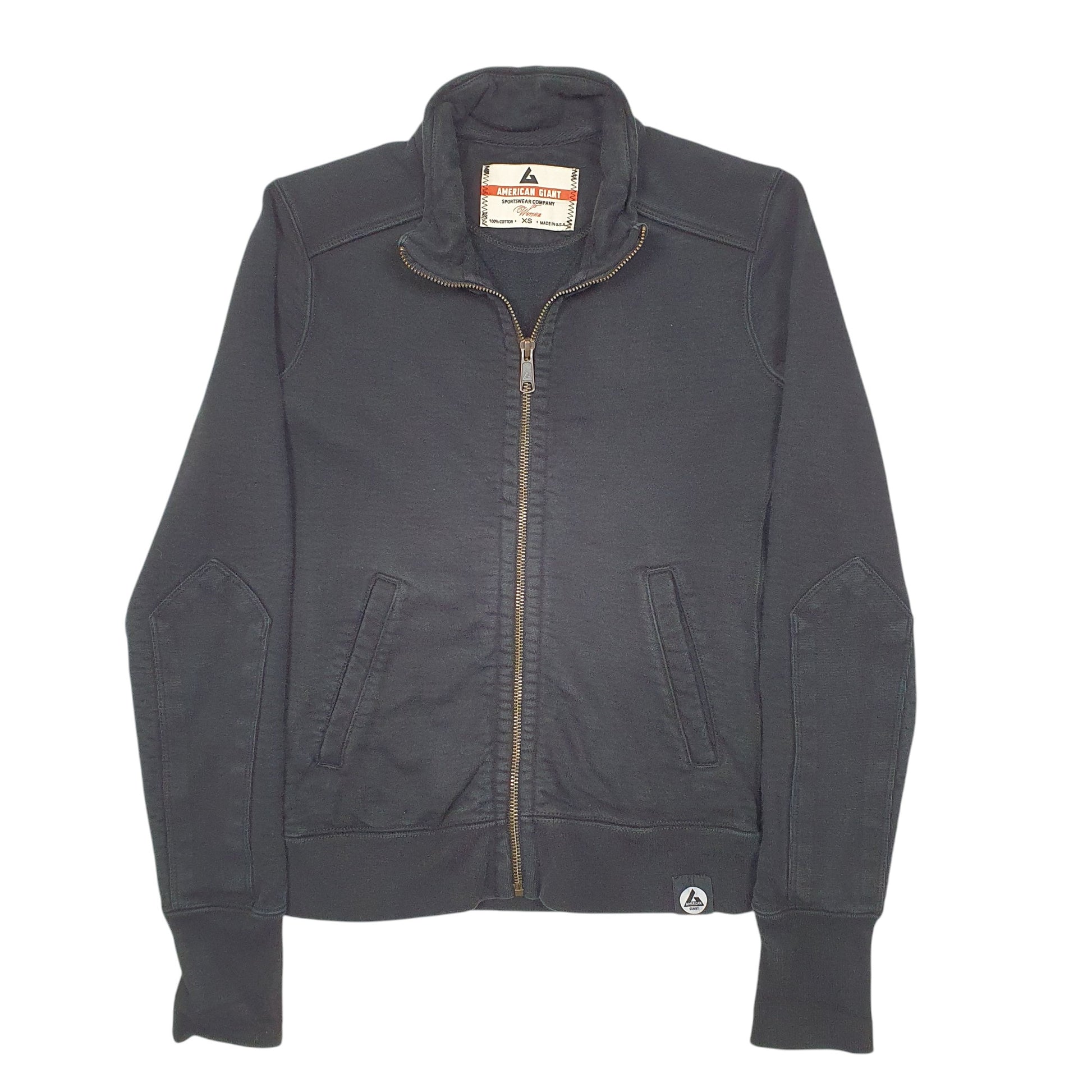 Womens Black American Giant Sportswear Company Made In USA Full Zip Jumper