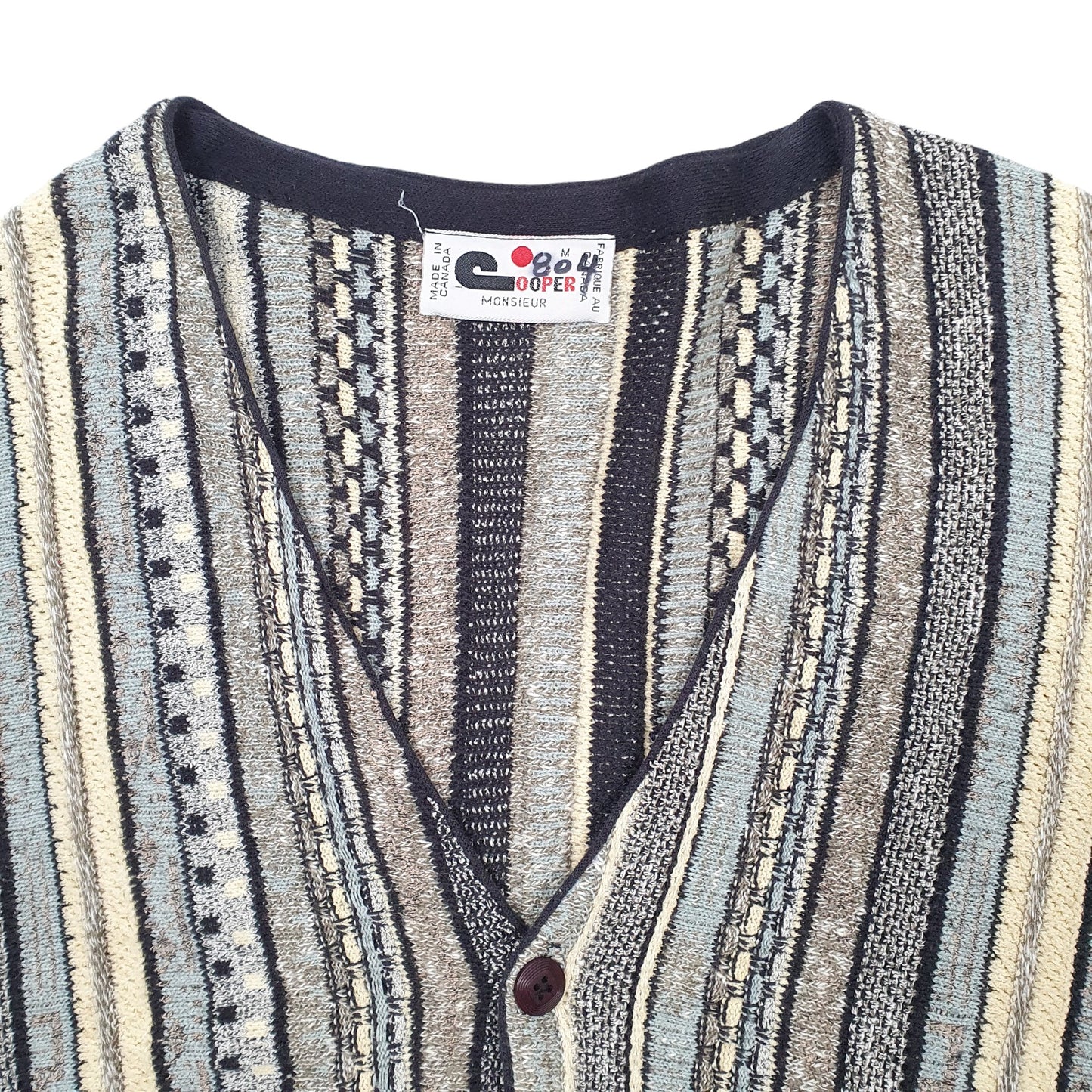 Mens Grey Cooper Monsieur Vintage Coogi Style Made In Canada Cardigan Jumper