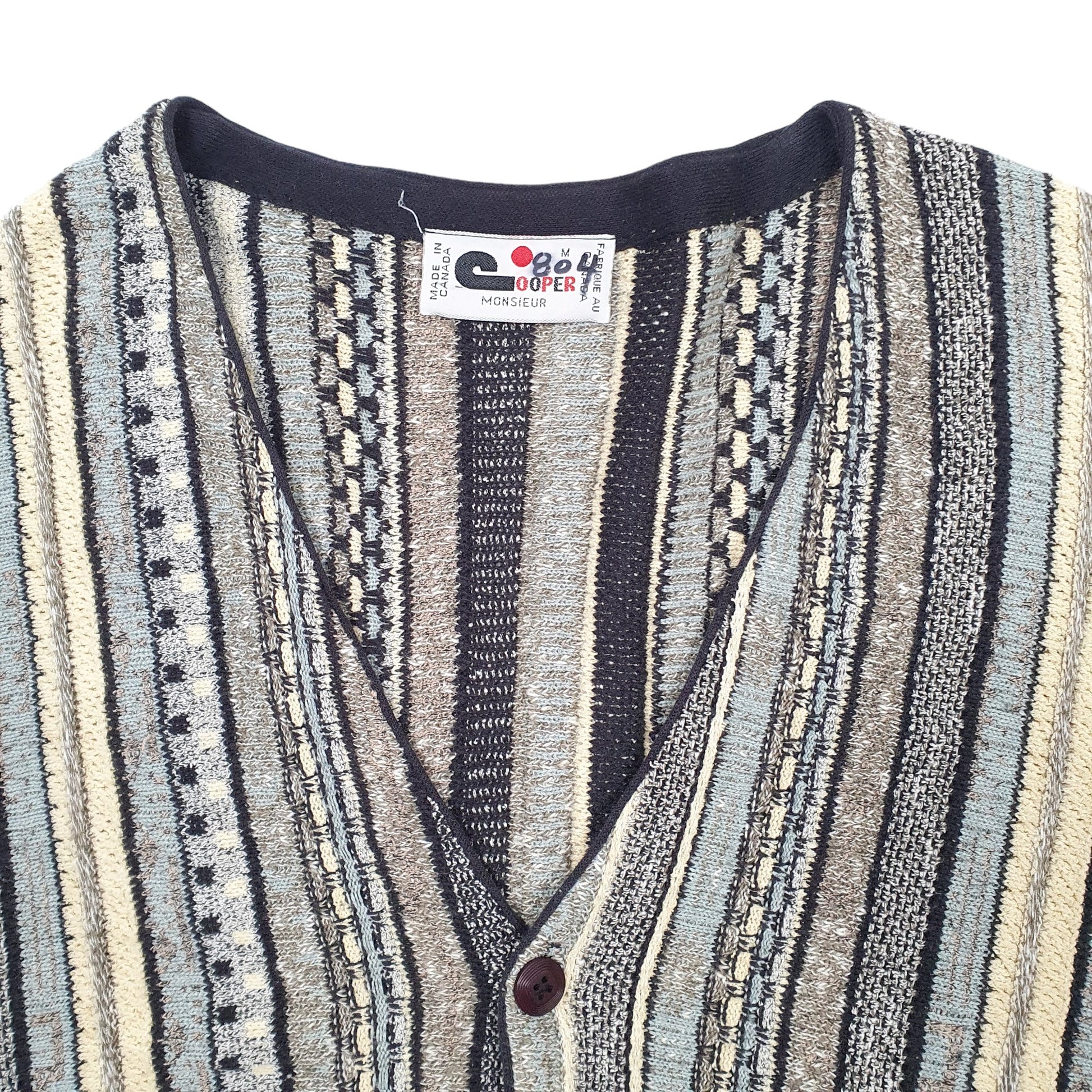 Mens Grey Cooper Monsieur Vintage Coogi Style Made In Canada Cardigan Jumper