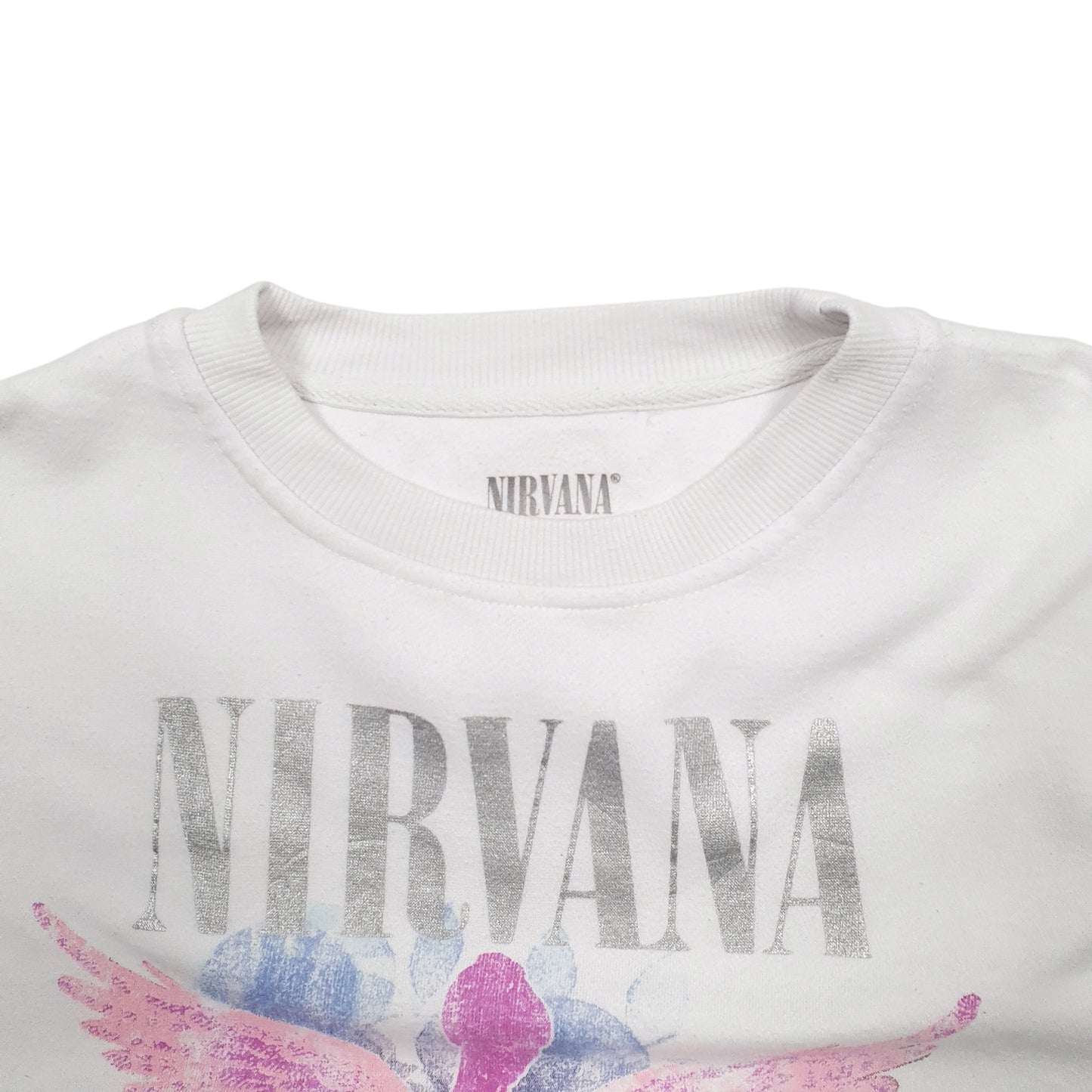 Mens White Nirvana Grunge Crewneck Jumper
