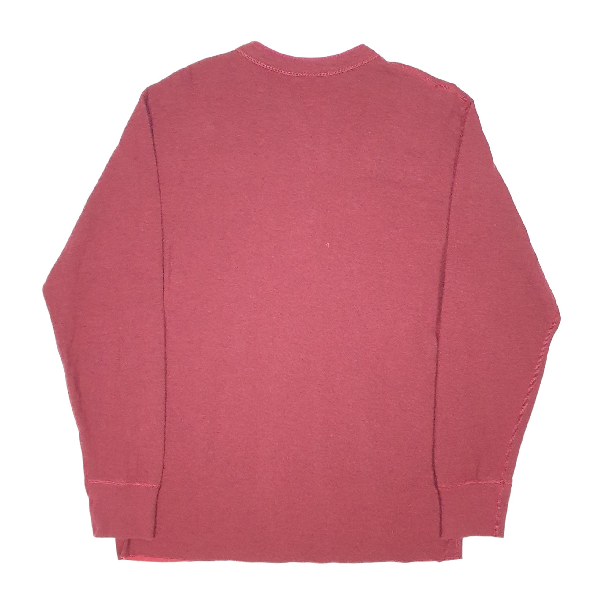 Mens Burgundy L.L.Bean Henley Thermal Quarter Zip Jumper