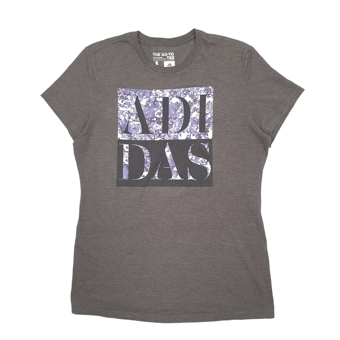 Womens Grey Adidas Spellout Short Sleeve T Shirt