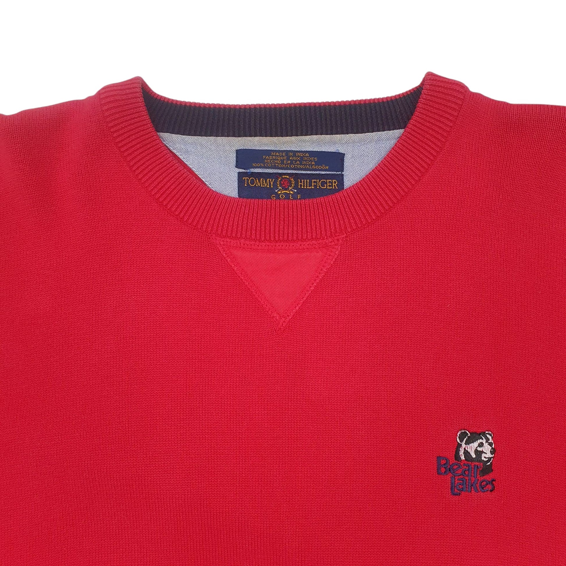 Mens Red Tommy Hilfiger Vintage Golf Crewneck Jumper
