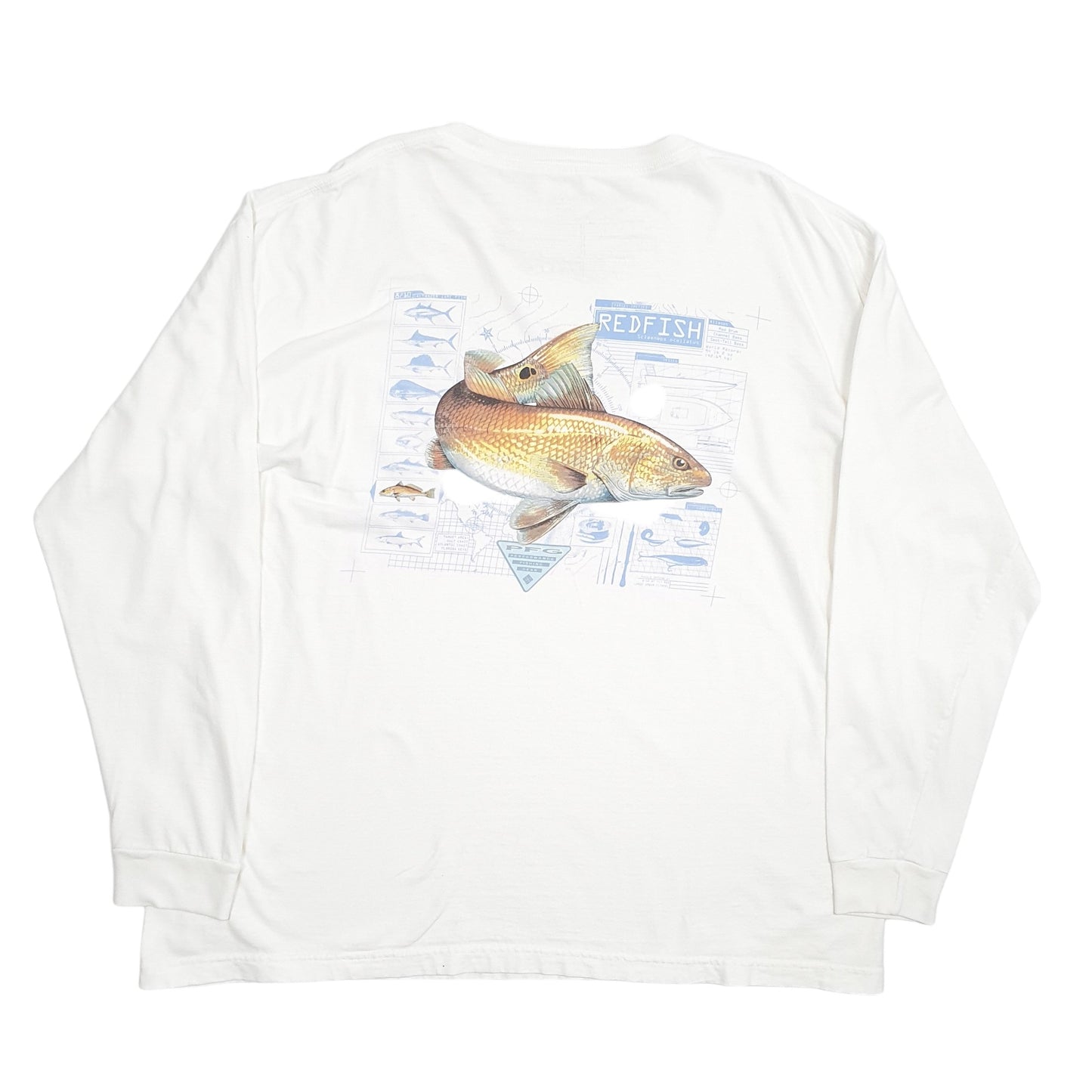 Mens Cream Columbia Sportswear Pocket PFG Fishing Long Sleeve T Shirt