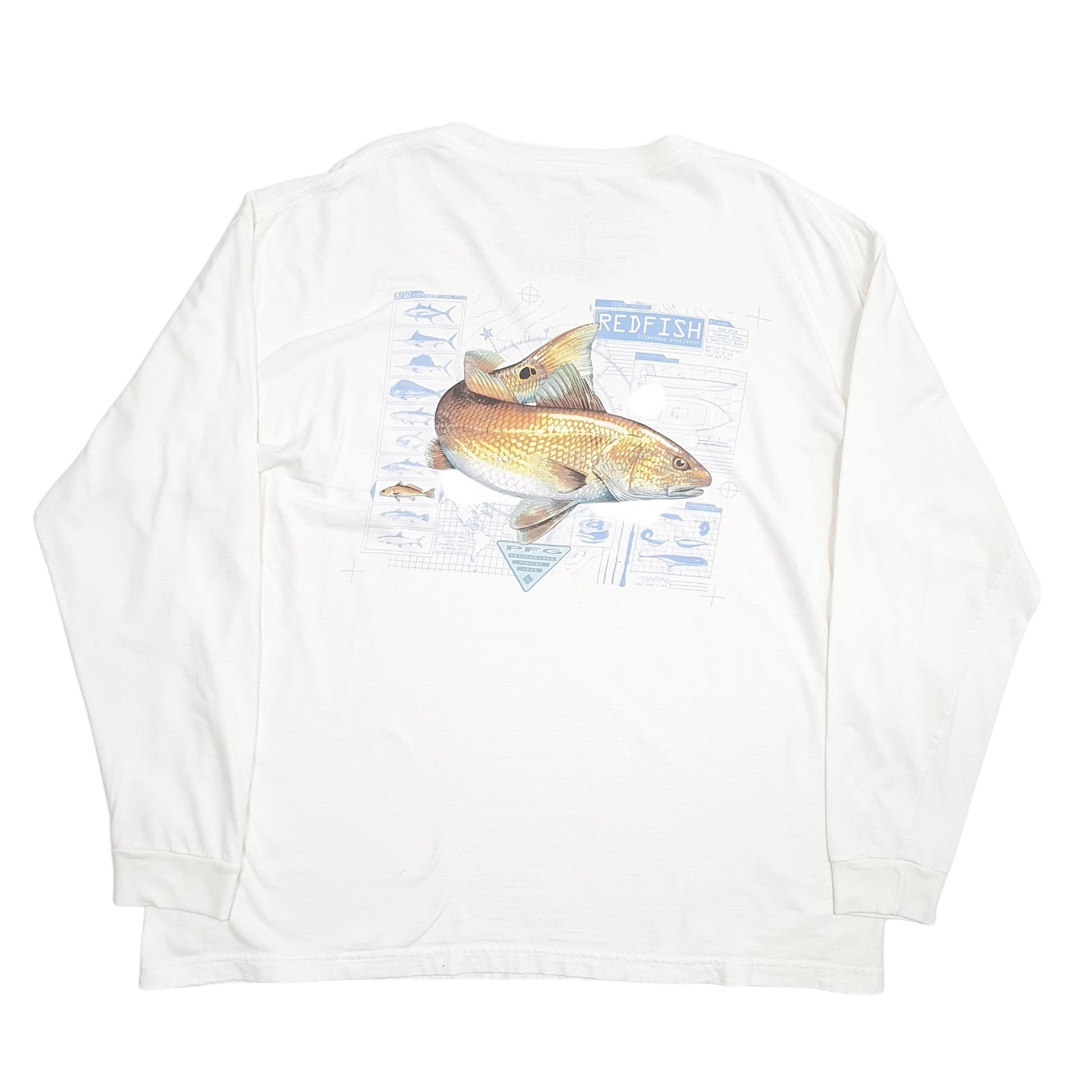 Mens Cream Columbia Sportswear Pocket PFG Fishing Long Sleeve T Shirt