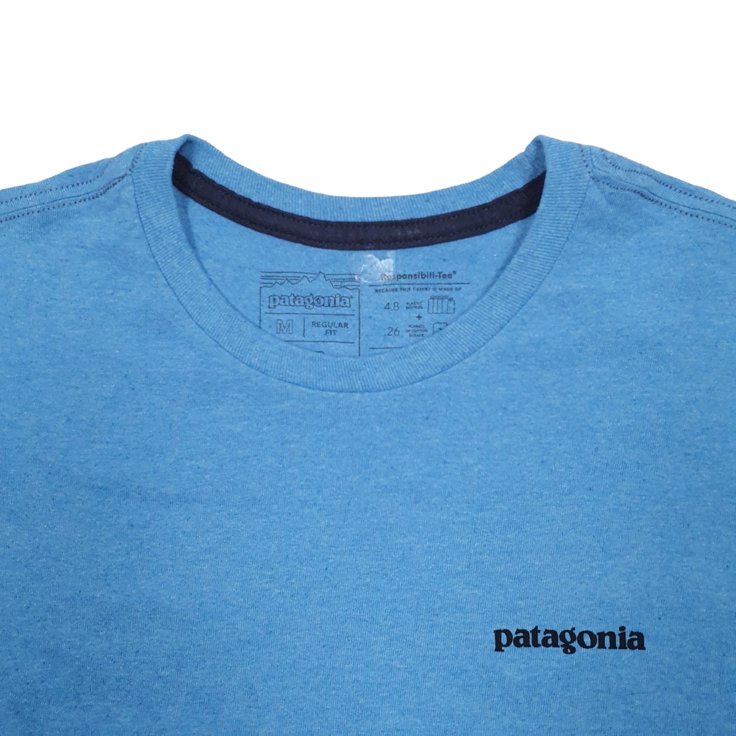Mens Blue Patagonia Spellout Wolf Long Sleeve T Shirt