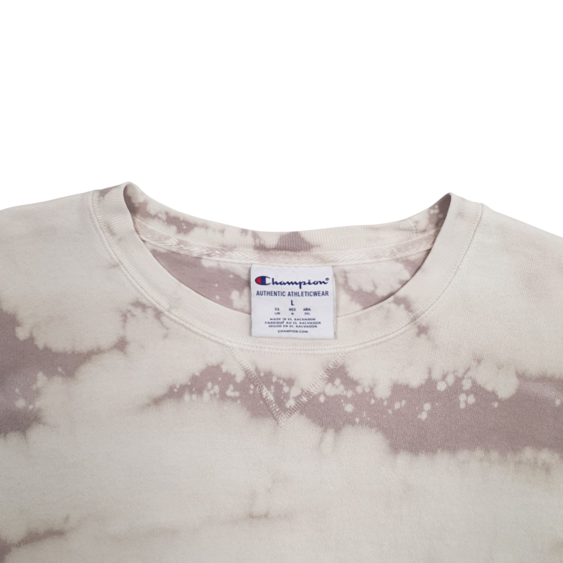 Mens Cream Champion Tye Dye Crewneck Jumper