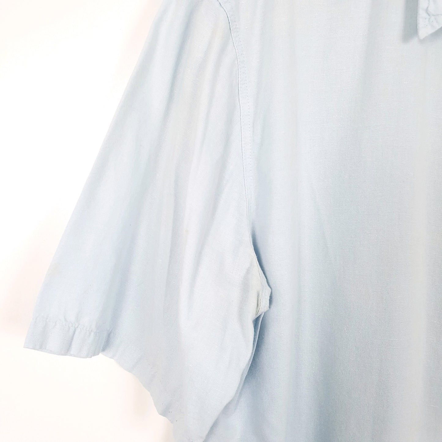 Mens Blue Armani Blend Jeans Short Sleeve Shirt