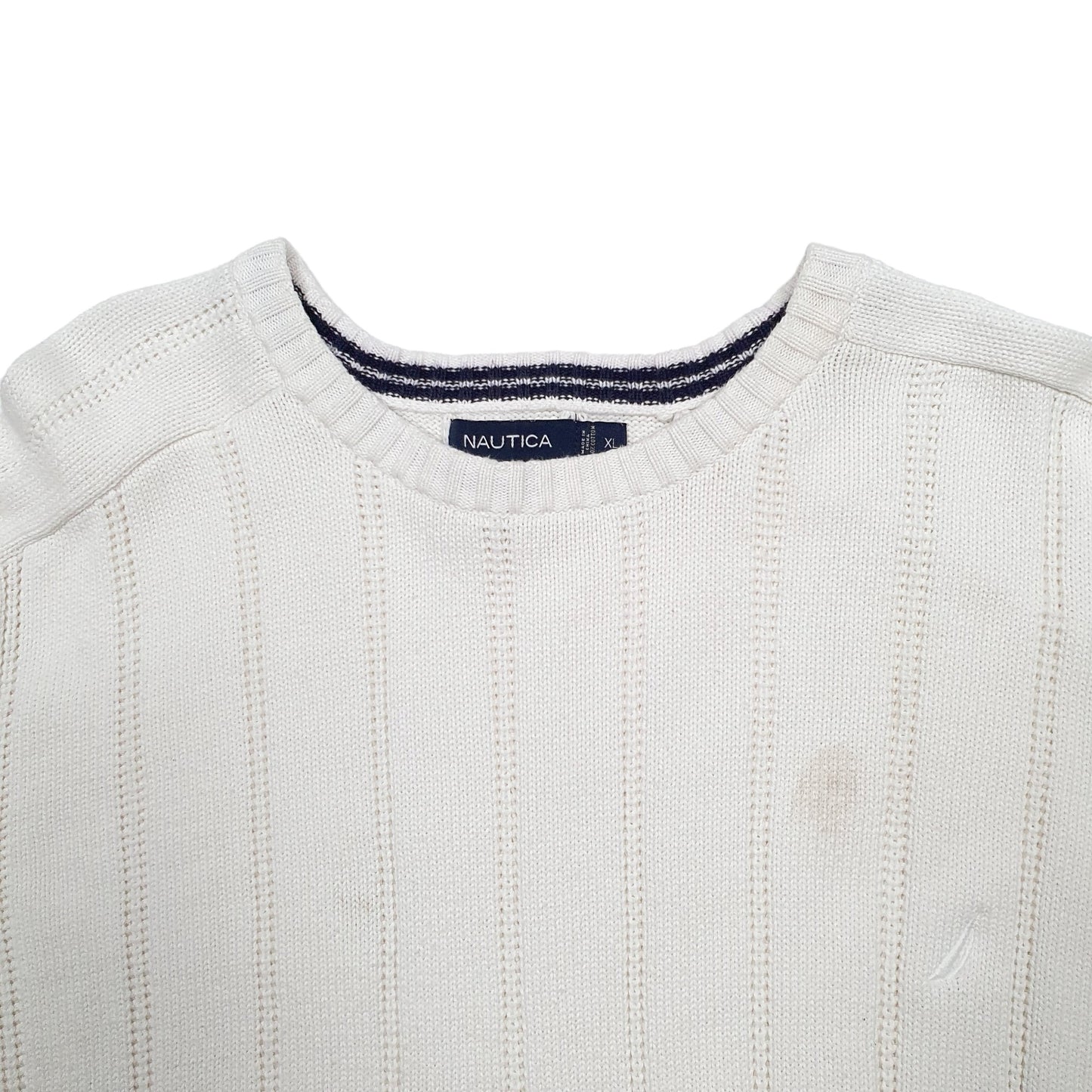 Mens White Nautica Knit Crewneck Jumper