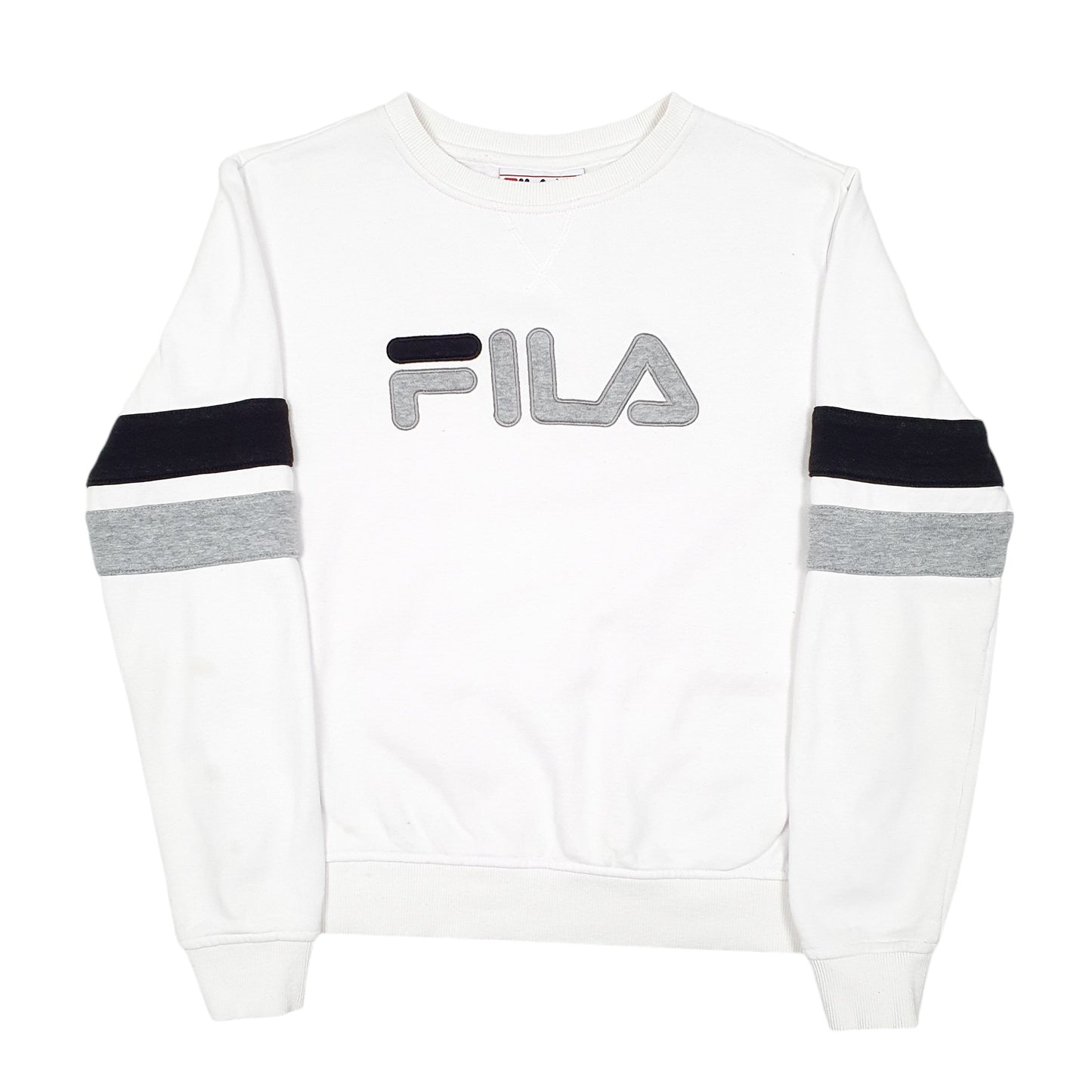 Mens White Fila Spellout Crewneck Jumper