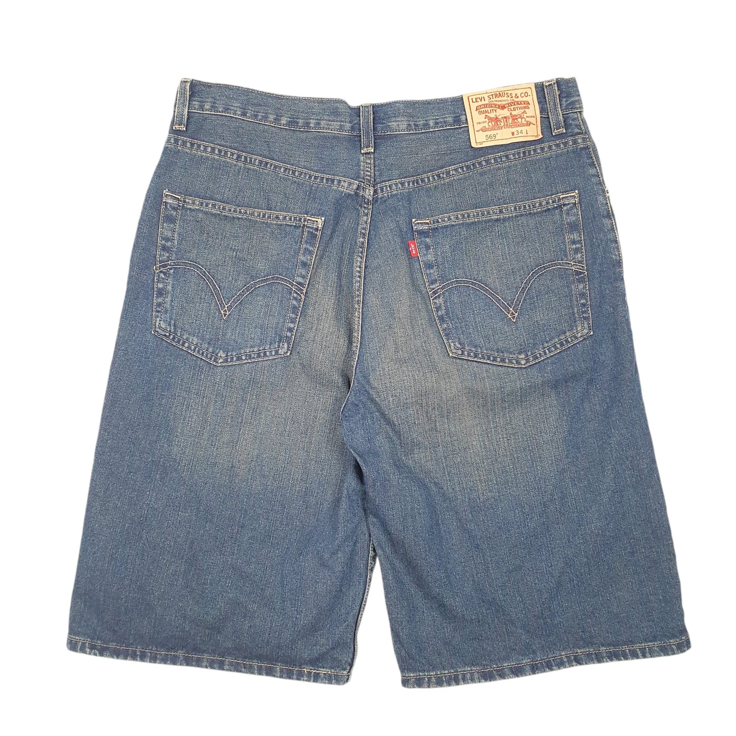 Mens Blue Levis Denim Jeans Jorts 569 Loose Baggy Denim Shorts