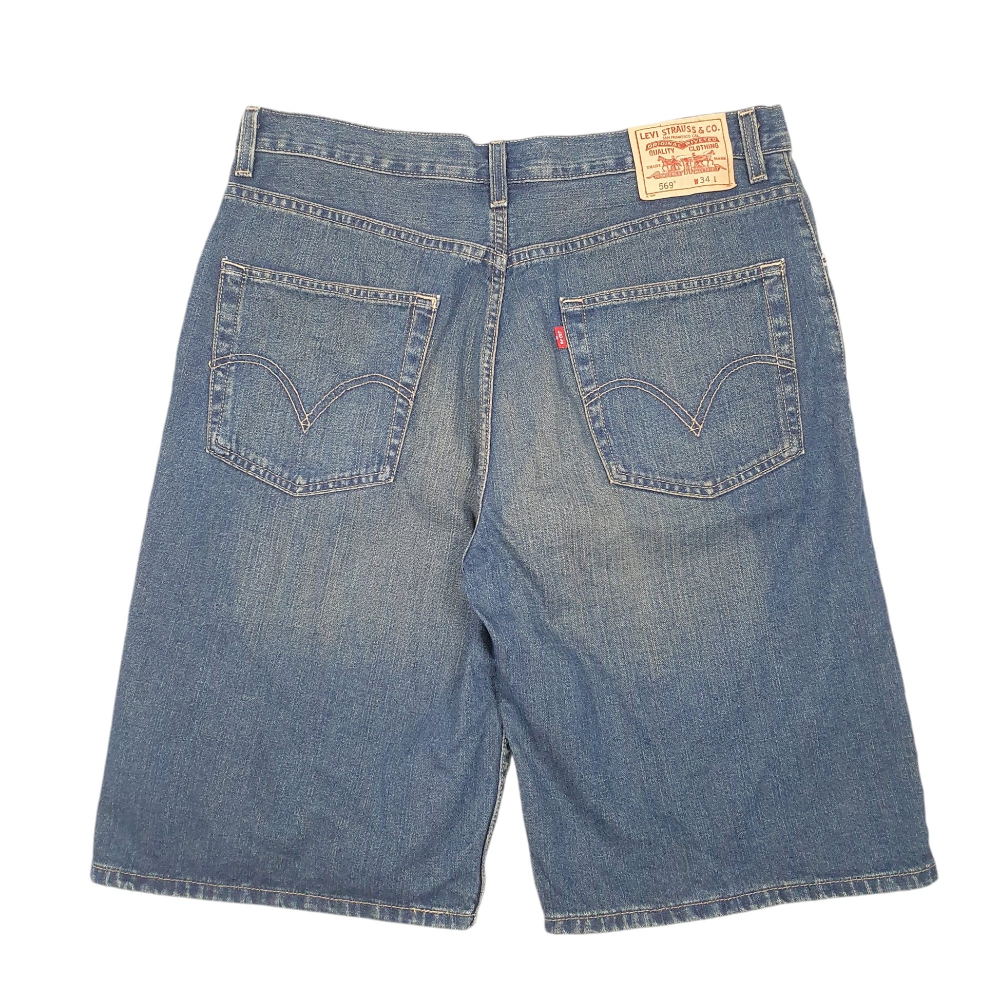 Mens Blue Levis Denim Jeans Jorts 569 Loose Baggy Denim Shorts
