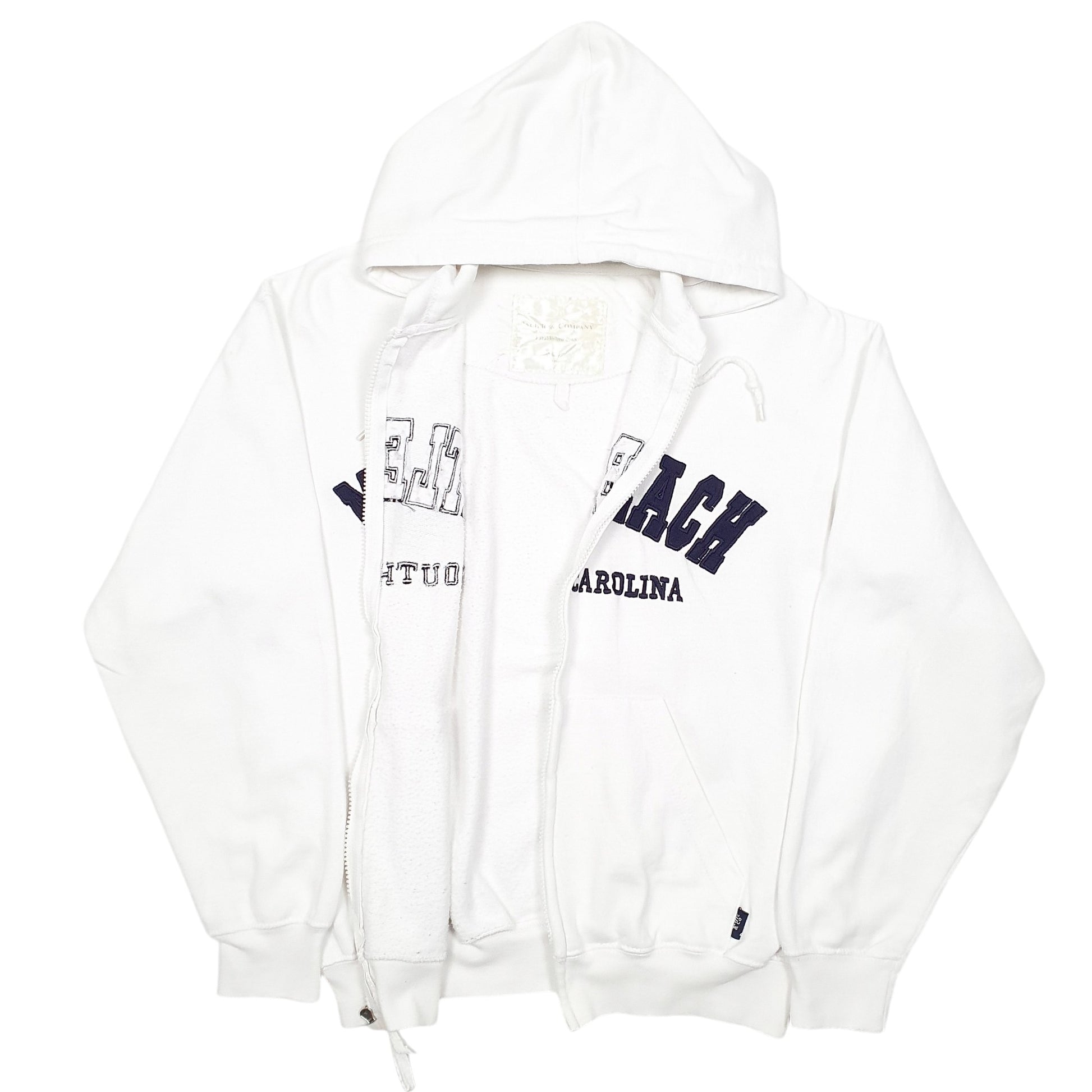 Mens White Pacific & Company Hoodie Myrtle Beach South Carolina USA Spellout Full Zip Jumper