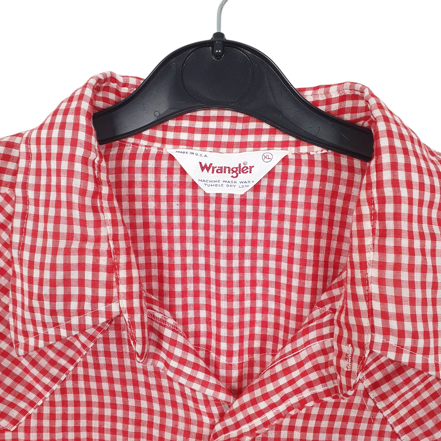 Mens Red Wrangler Vintage Western Pearl Snap Made In USA Cowboy Long Sleeve Shirt