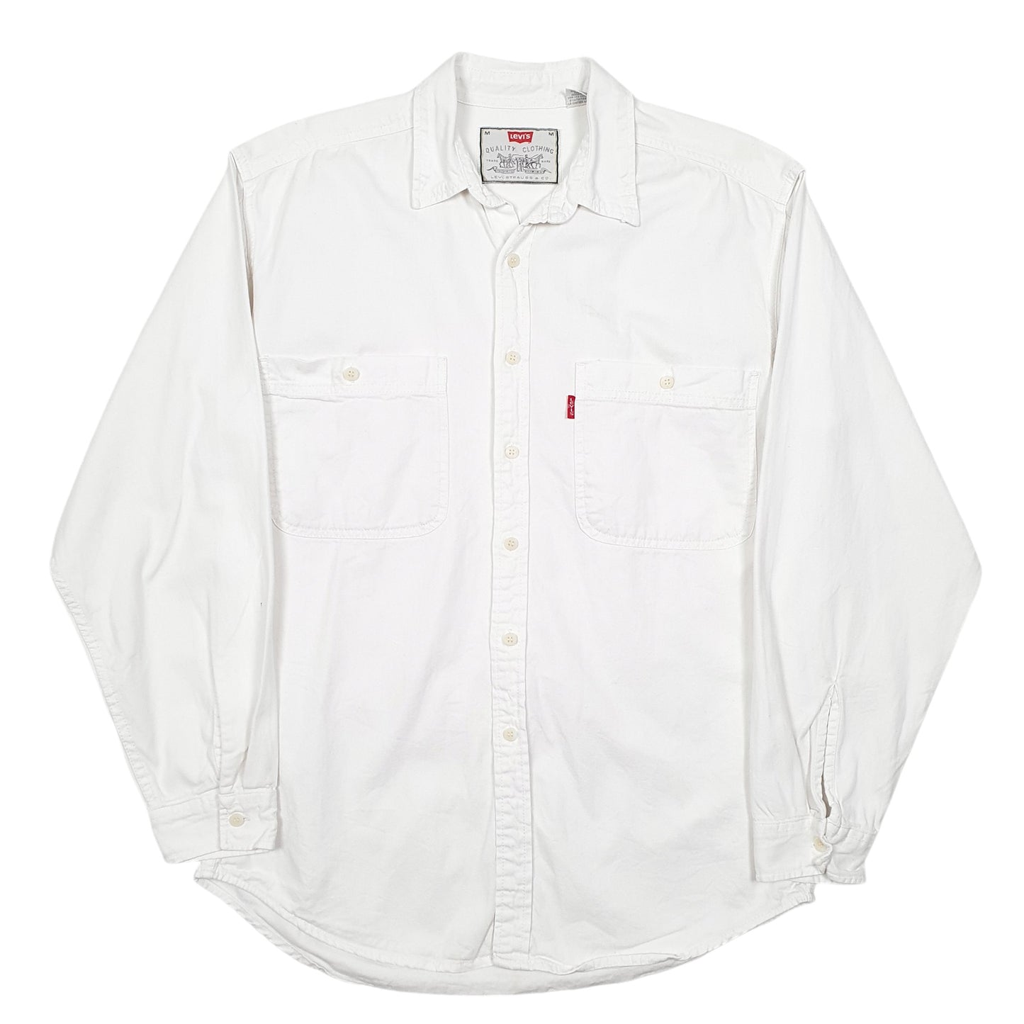 Mens White Levis Denim Jeans Vintage Overshirt Shacket Long Sleeve Shirt