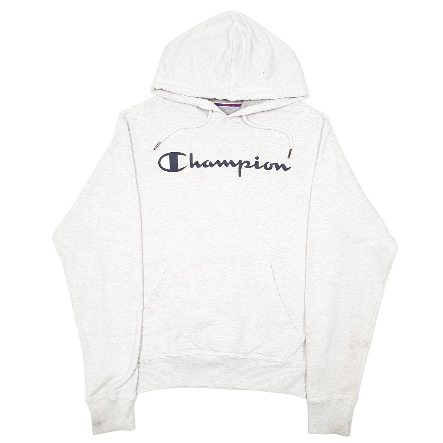 Mens Grey Champion Script Hoodie Jumper