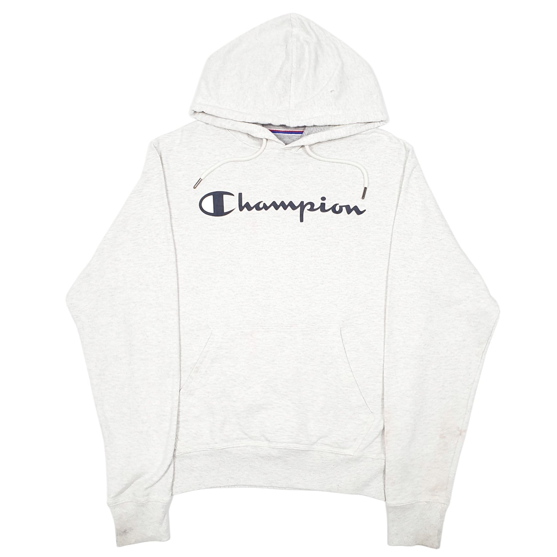 Mens Grey Champion Script Hoodie Jumper