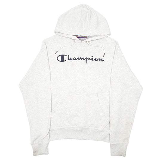 Mens Grey Champion Script Hoodie Jumper