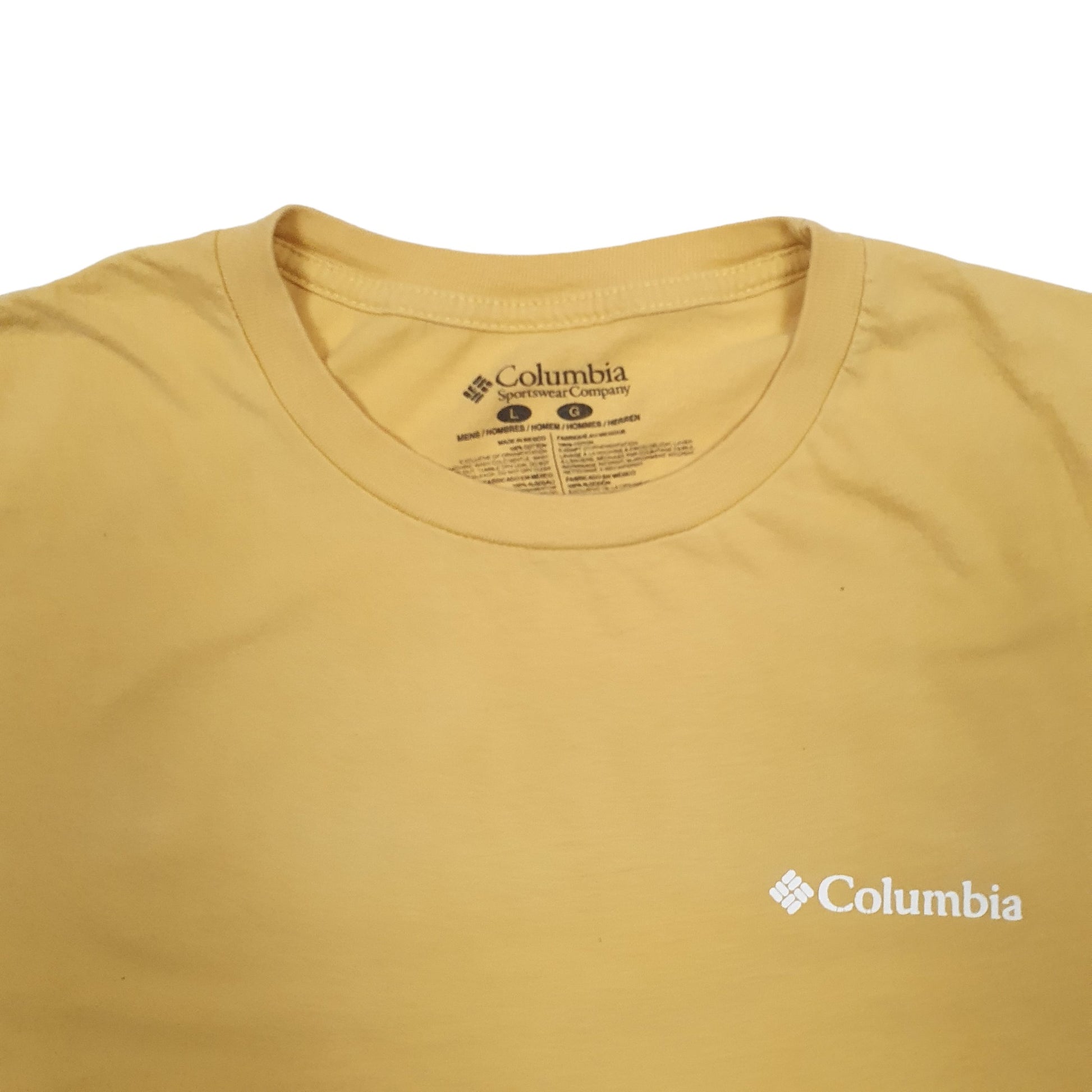 Mens Yellow Columbia Sportswear Spellout Short Sleeve T Shirt