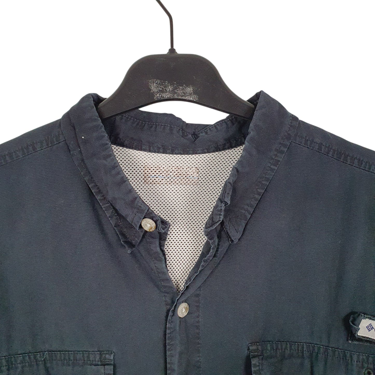 Mens Black Columbia Sportswear PFG Performance Fishing Gear Short Sleeve Shirt