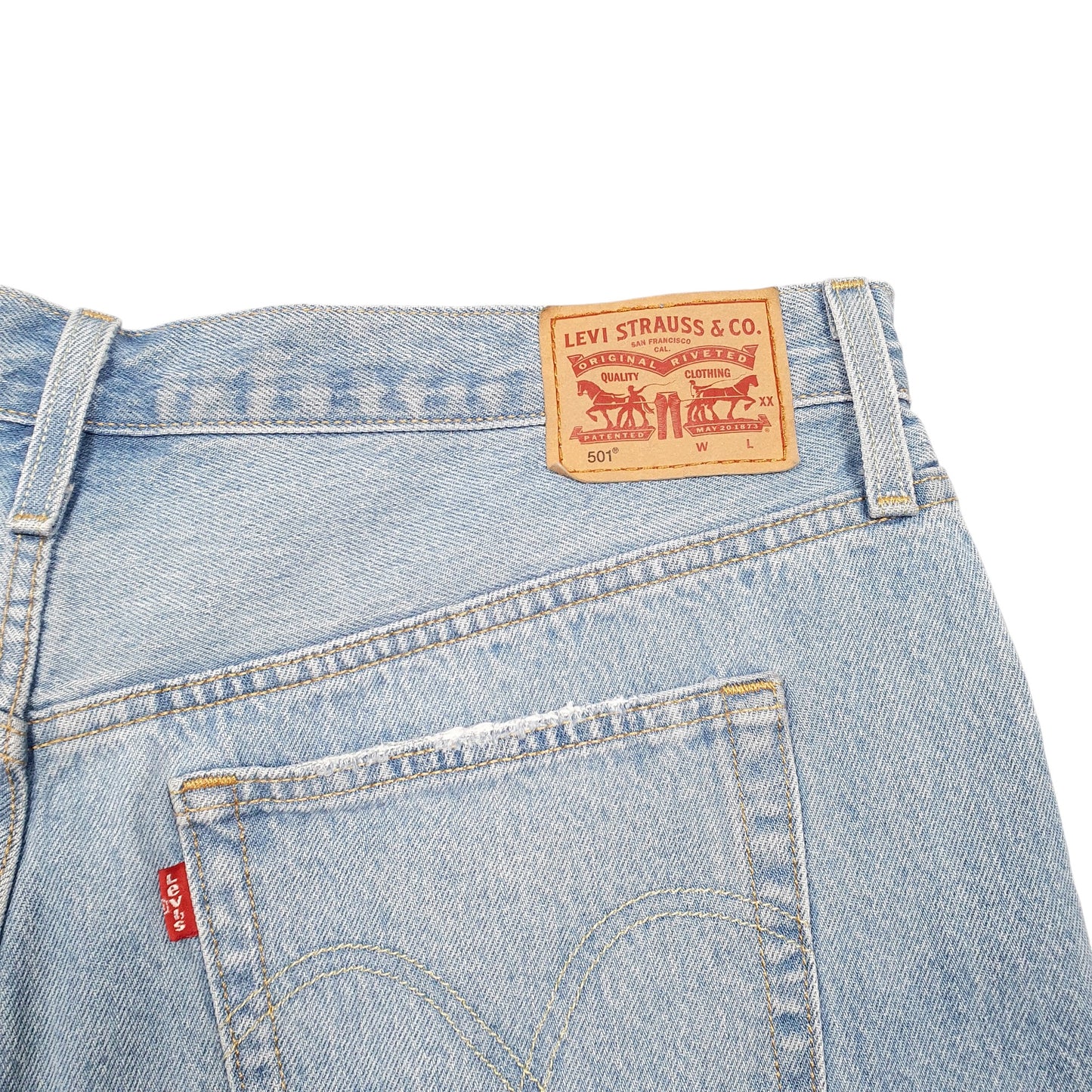 Womens Blue Levis 501 Jorts Hot Pants Denim Shorts