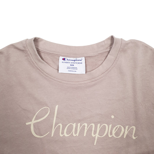 Womens Beige Champion Spellout Crewneck Jumper