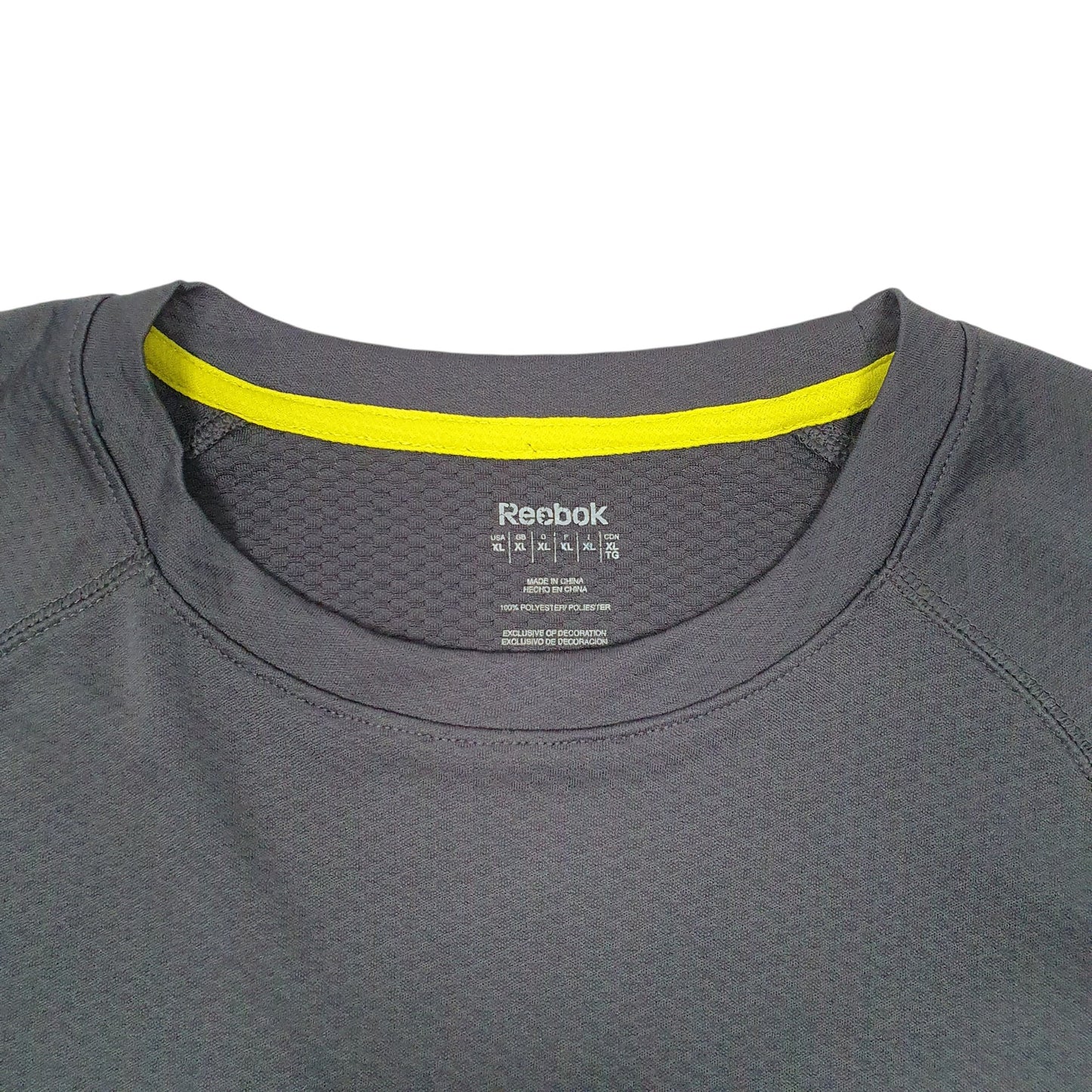 Mens Grey Reebok Active Workout Gym Short Sleeve T Shirt