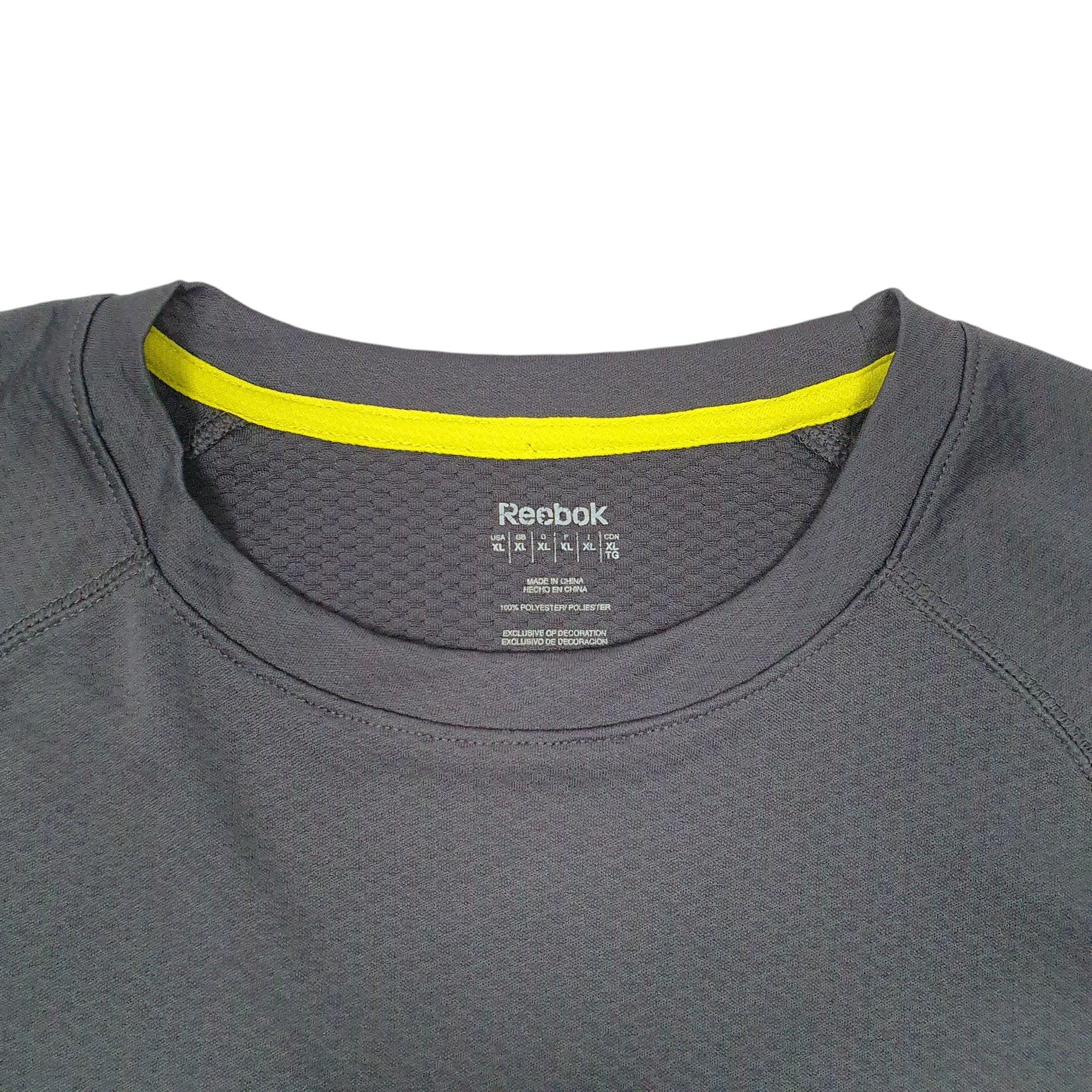 Mens Grey Reebok Active Workout Gym Short Sleeve T Shirt