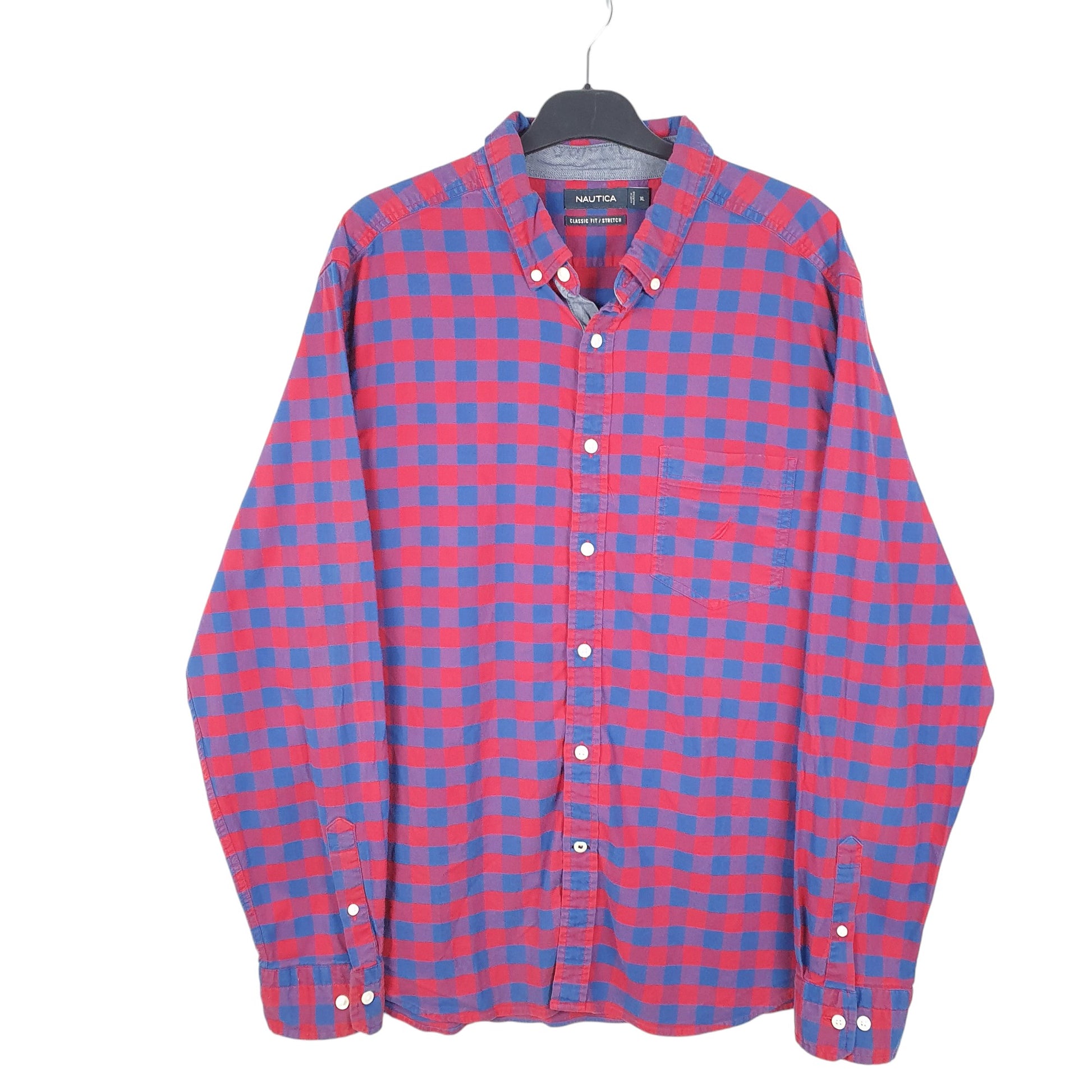 Mens Red Nautica Stretch Long Sleeve Shirt