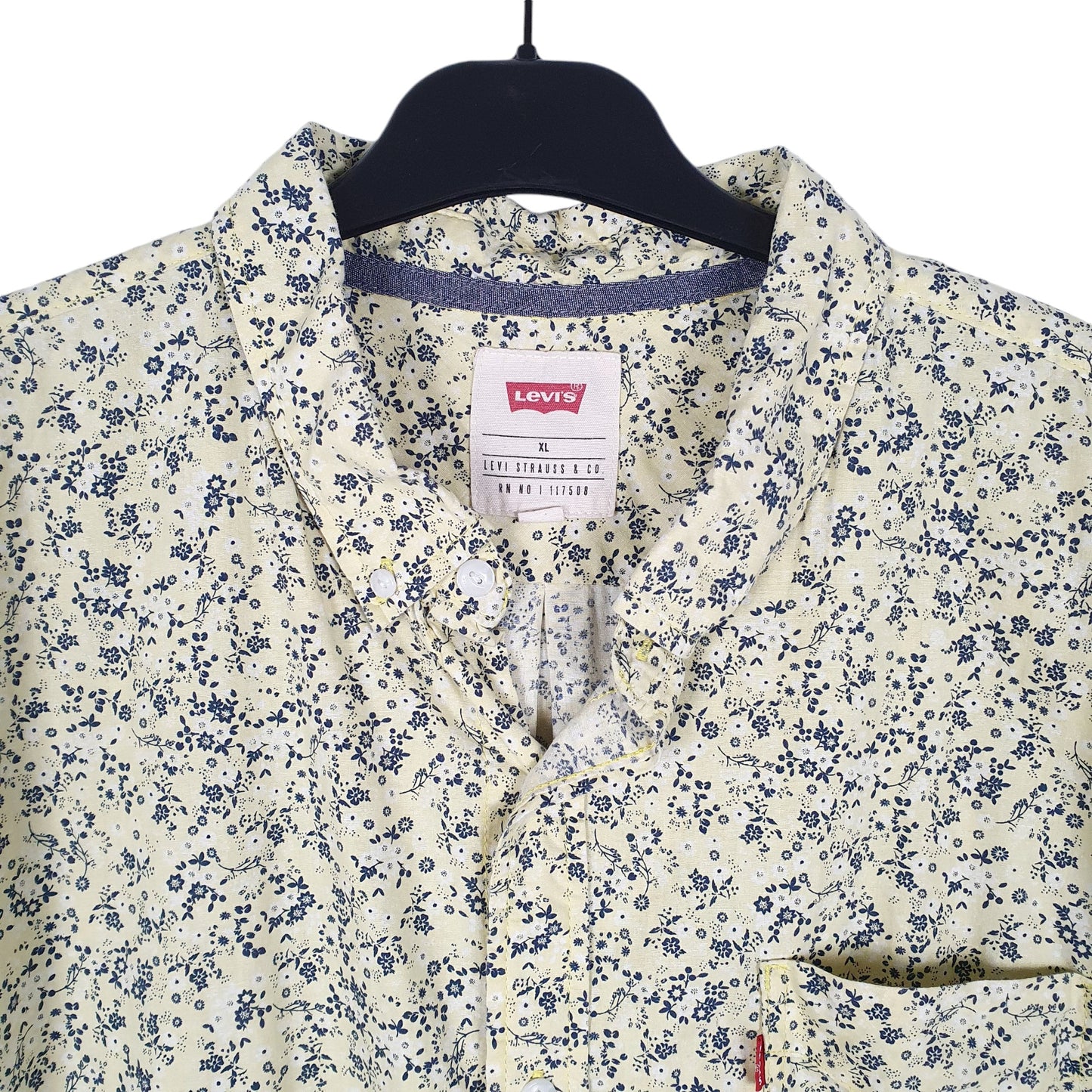 Mens Yellow Levis Floral Summer Short Sleeve Shirt