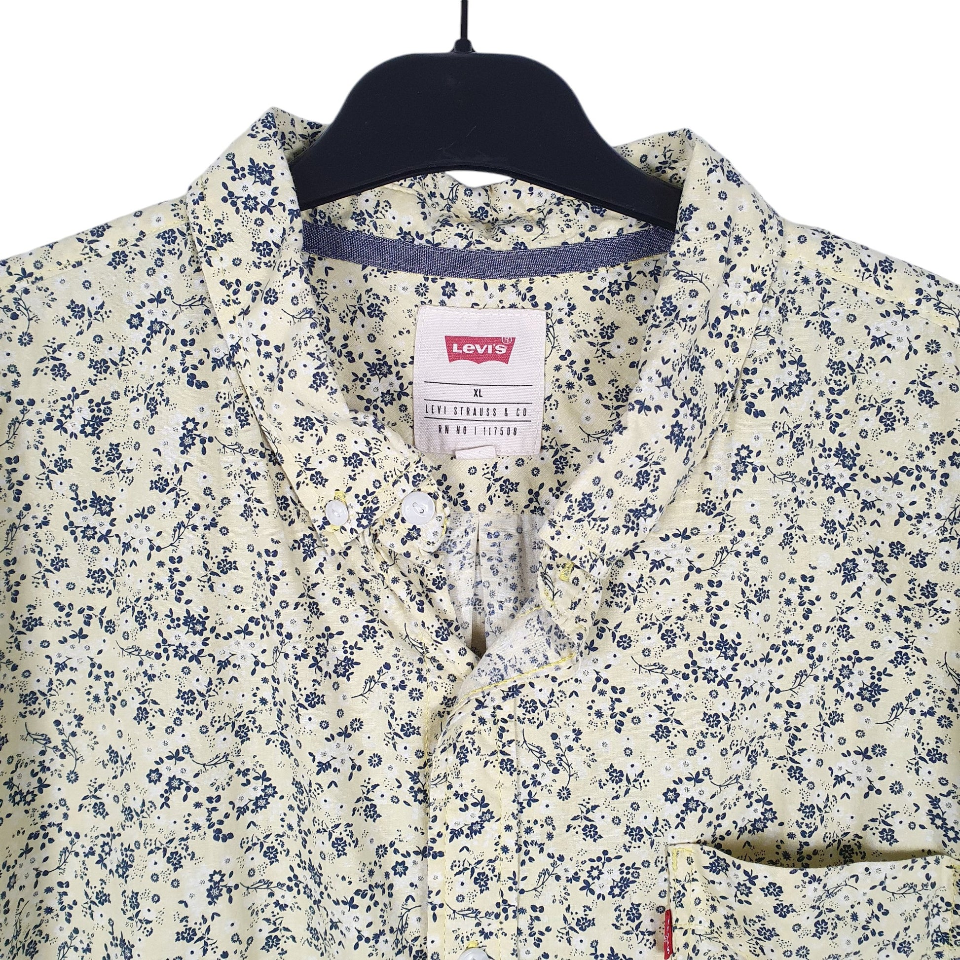 Mens Yellow Levis Floral Summer Short Sleeve Shirt