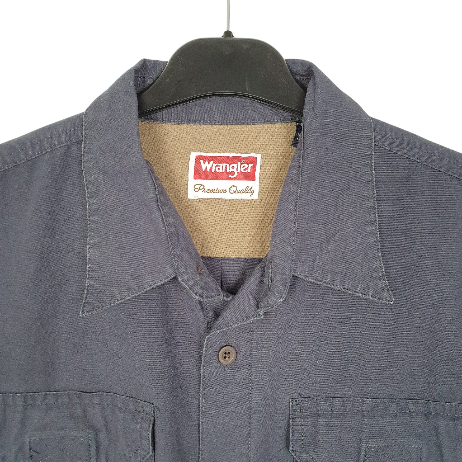 Mens Navy Wrangler Work Long Sleeve Shirt