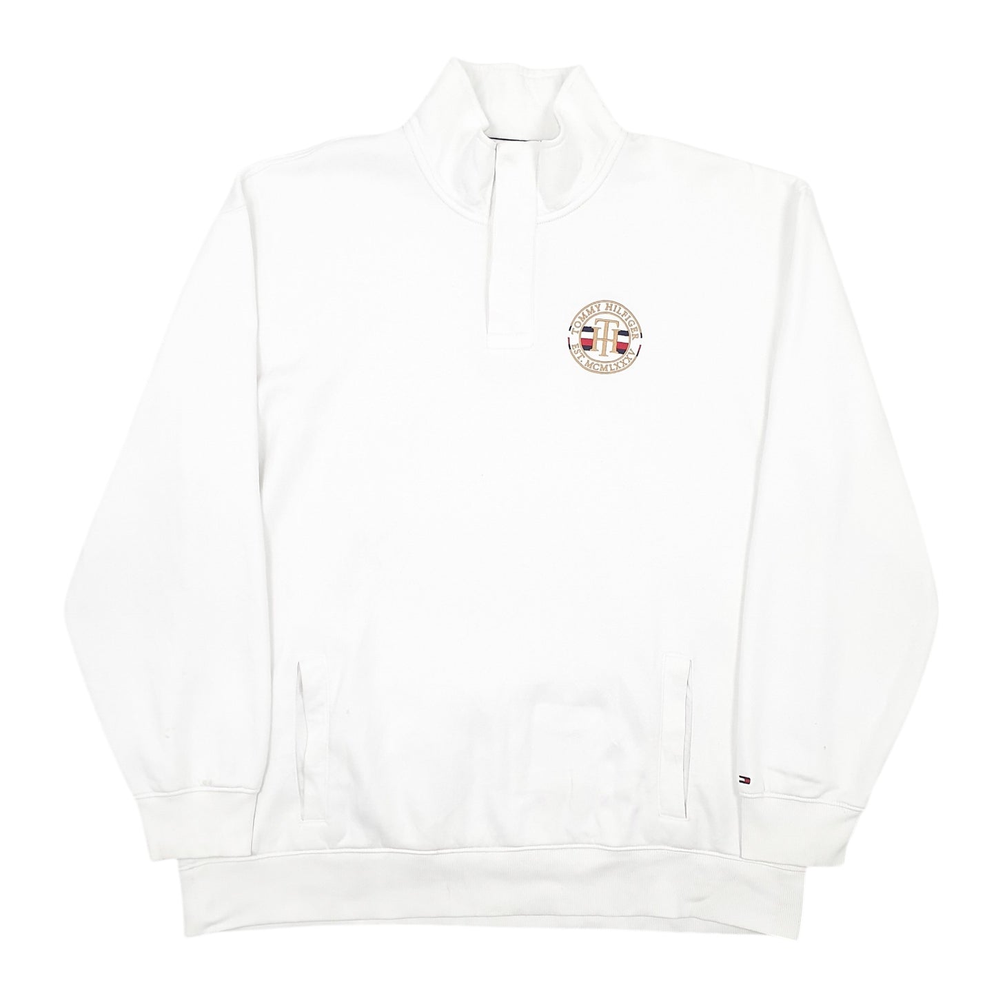 Mens White Tommy Hilfiger  Quarter Zip Jumper