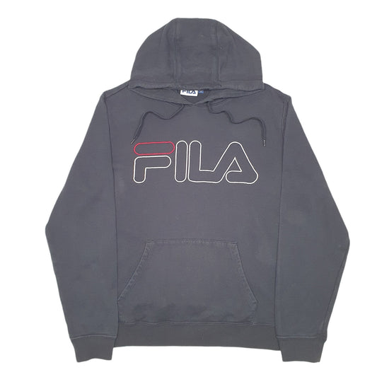 Mens Black Fila Spellout Hoodie Jumper