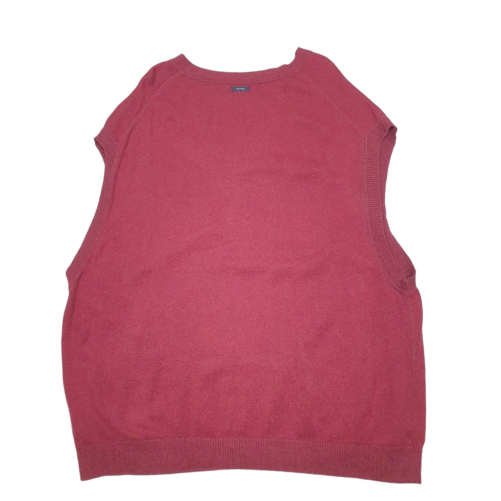 Mens Burgundy Nautica Knit Tanktop Jumper