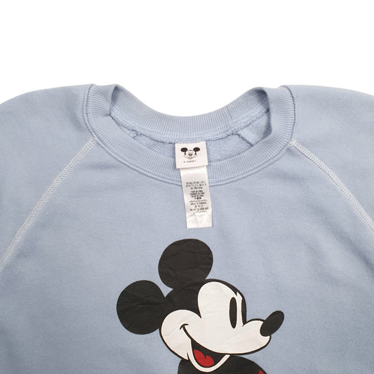 Mens Blue Disney Disneyland Spellout Mickey Mouse Crewneck Jumper