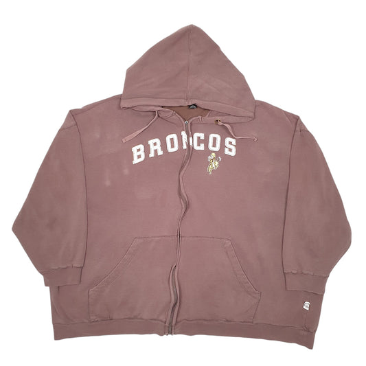 Mens Brown NFL Denver Broncos Football Spellout Hoodie Full Zip Jumper