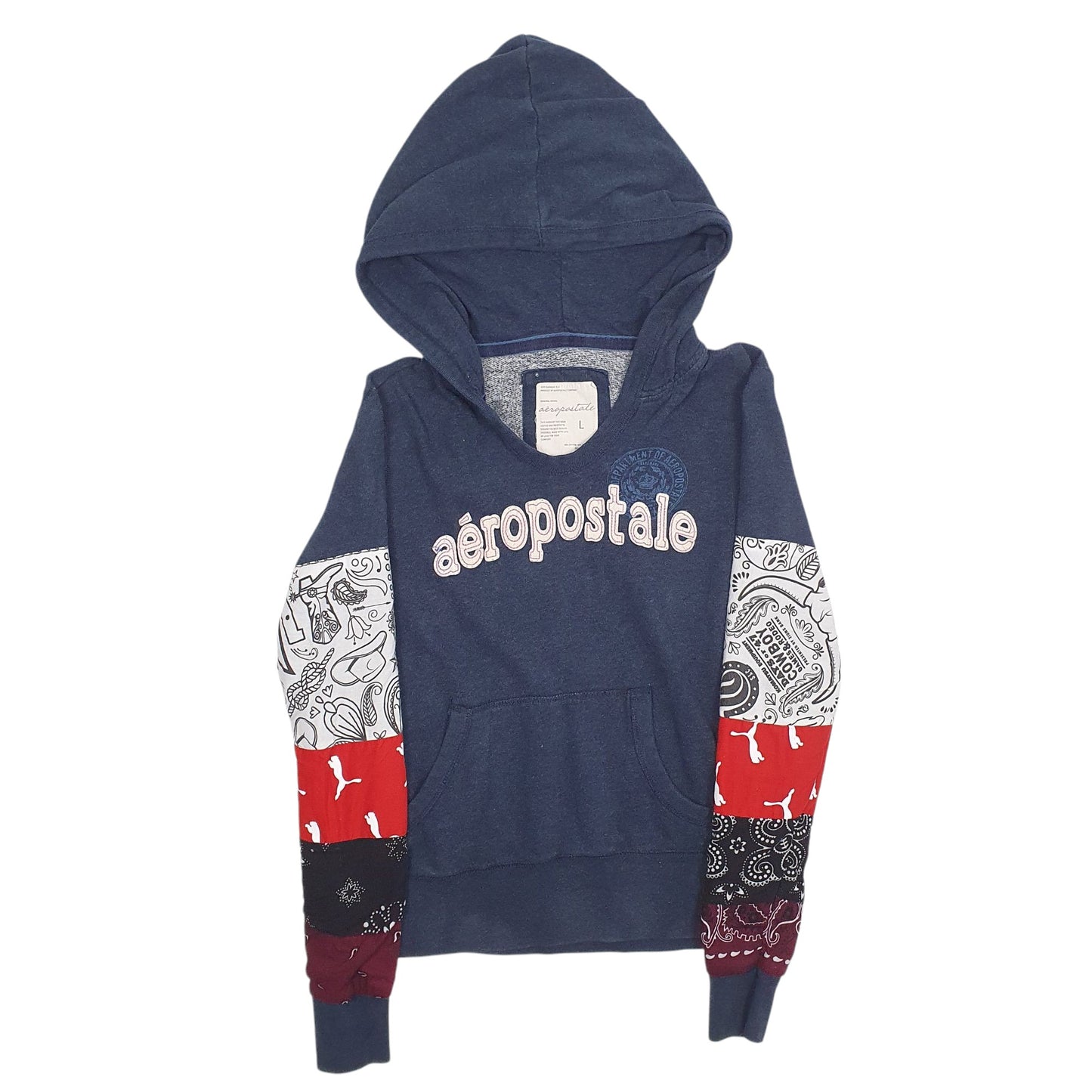 Womens Blue Aeropostale Reworked Hoodie Jumper