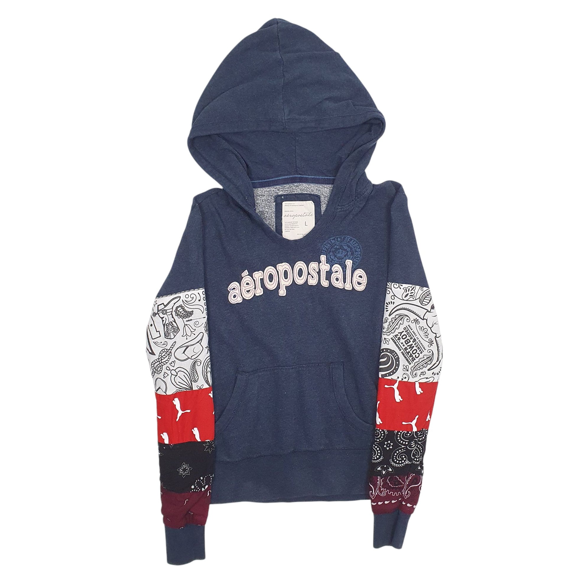 Womens Blue Aeropostale Reworked Hoodie Jumper