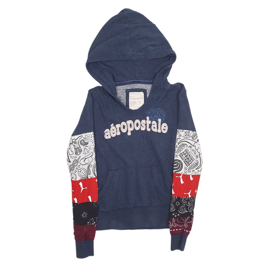 Womens Blue Aeropostale Reworked Hoodie Jumper