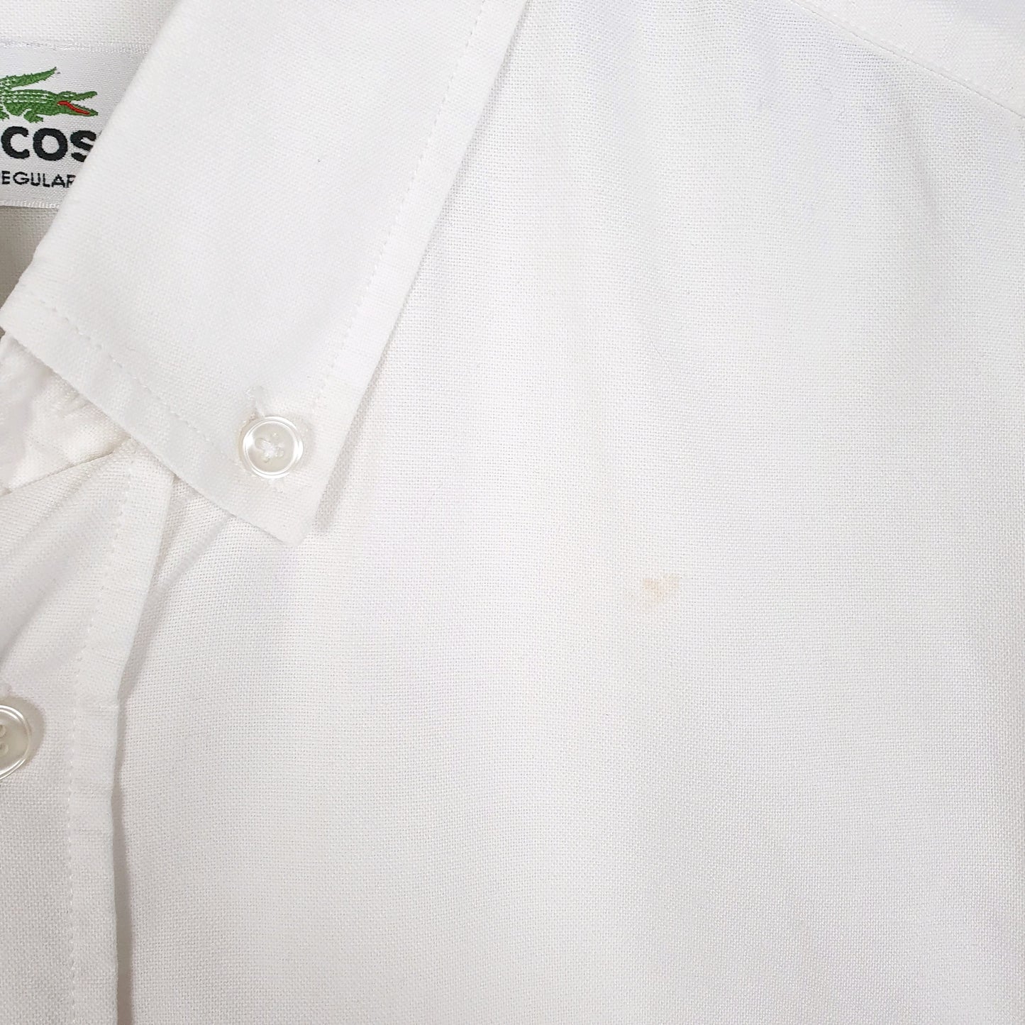 Mens White Lacoste Oxford Long Sleeve Shirt