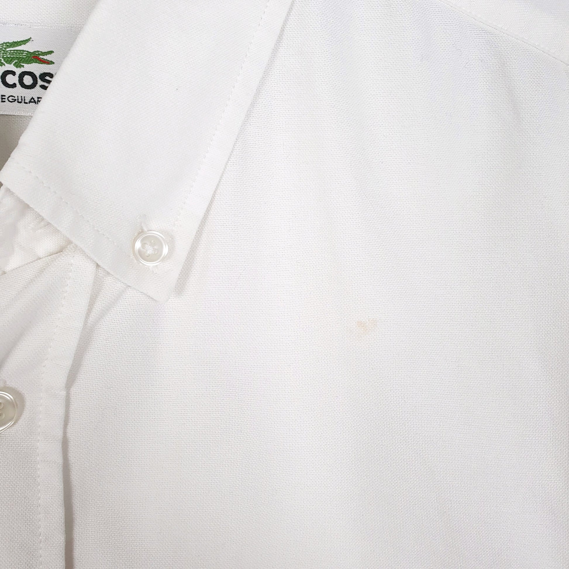Mens White Lacoste Oxford Long Sleeve Shirt