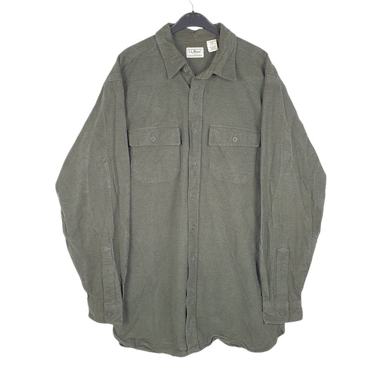Mens Green L.L.Bean Tall Chamois Overshirt Shacket Long Sleeve Shirt