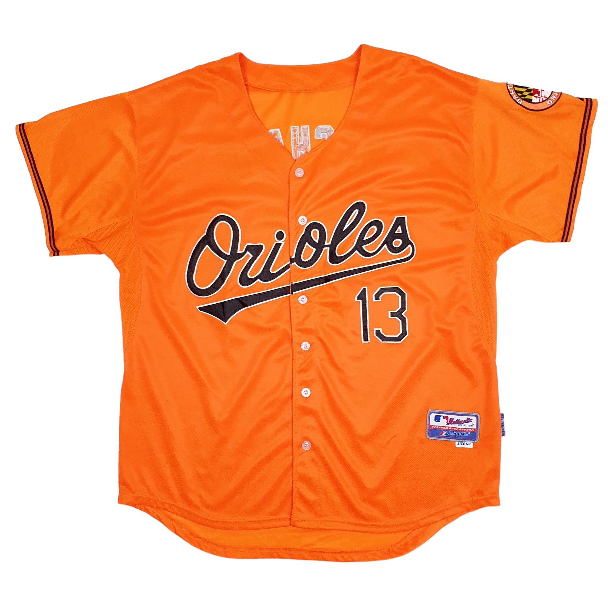 Mens Orange Majestic MLB Baseball Jersey Baltimore Orioles Short Sleeve T Shirt