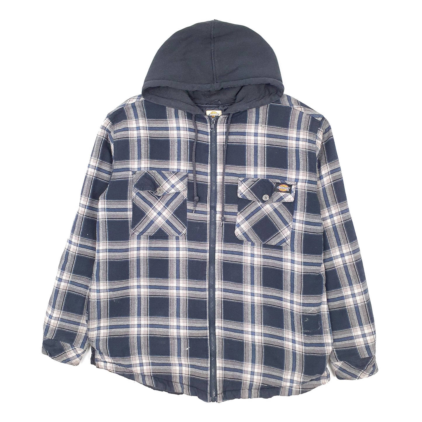 Mens Navy Dickies Hoodie Shacket Plaid  Coat